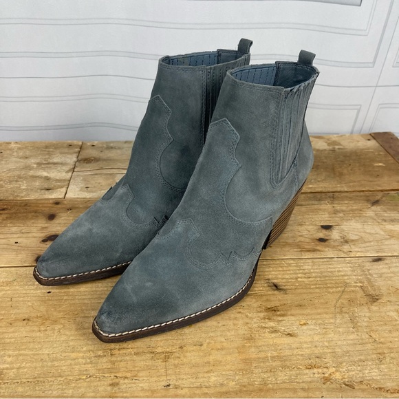 Sam Edelman "Winona" Blue/Gray Western‎ Suede Ankle Booties - Women's 8.5 - Picture 5 of 14